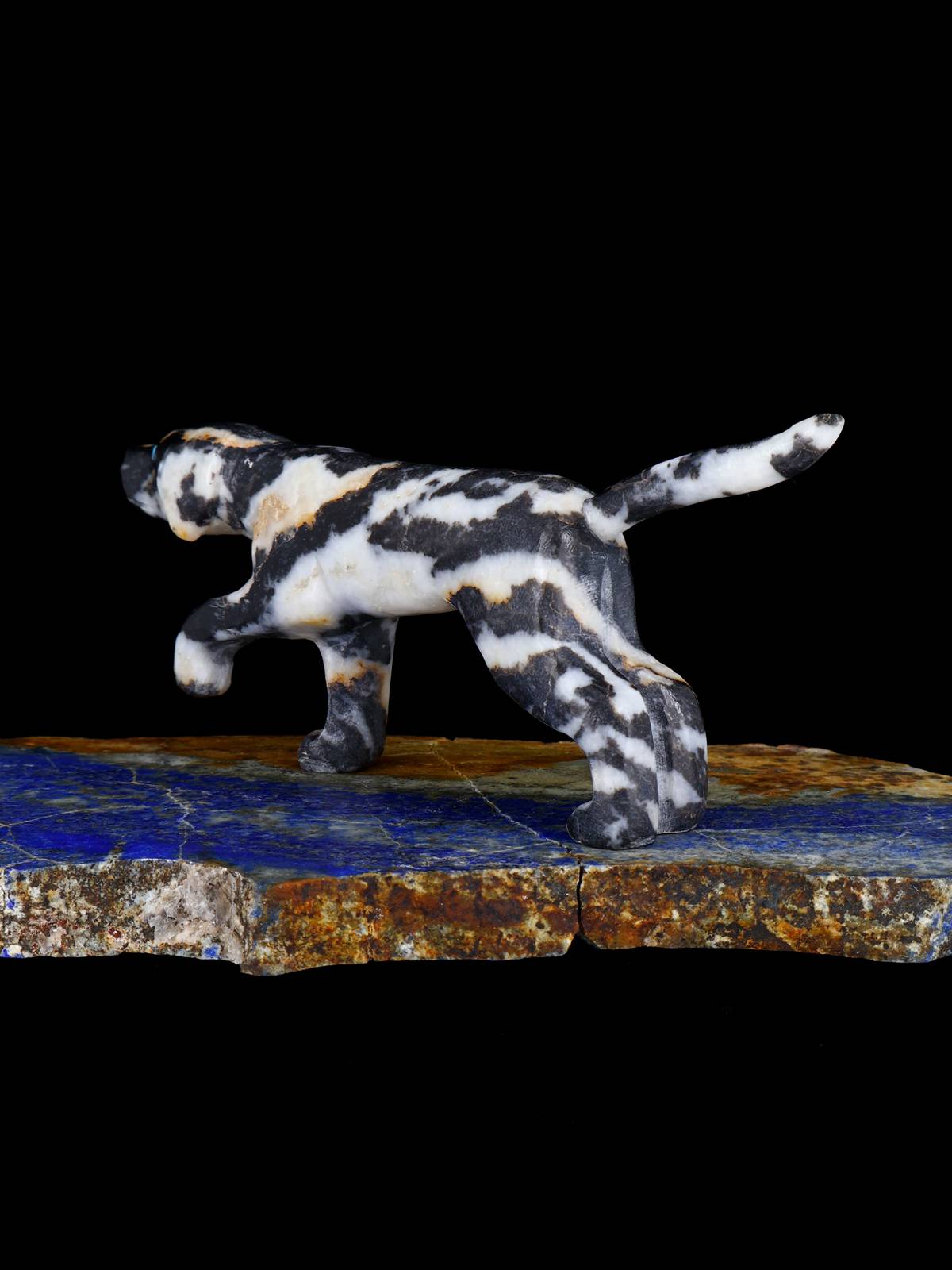 Zebra Marble Dog Zuni Fetish