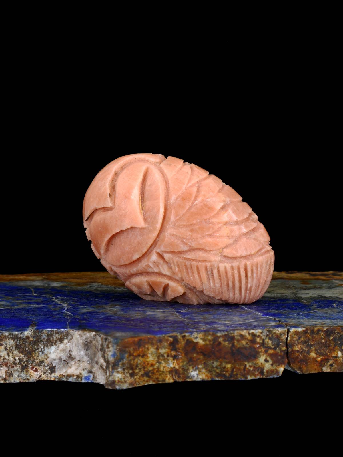 Hibou d'albâtre orange Zuni Fetish