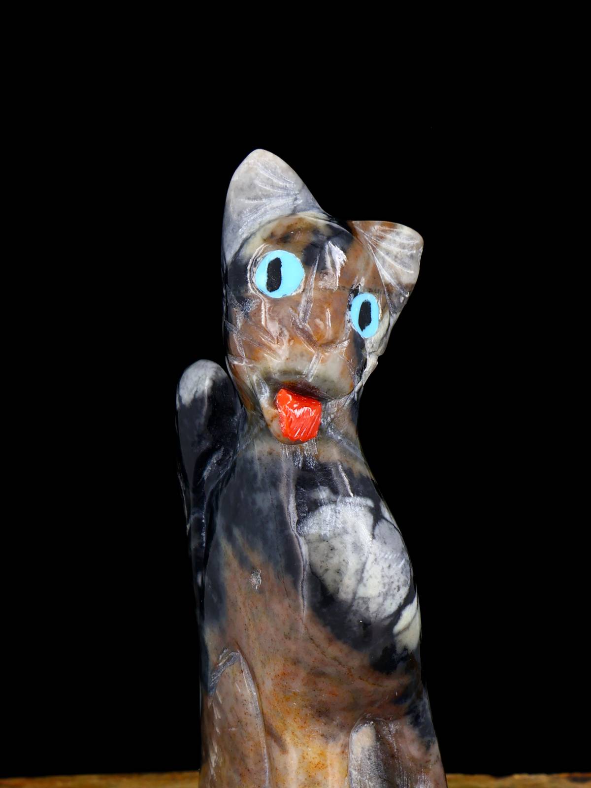 Picasso Marble Scaredy Cat Zuni Fetish