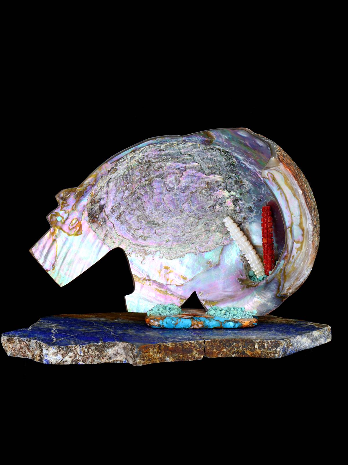 Large Abalone Bear Zuni Fetish