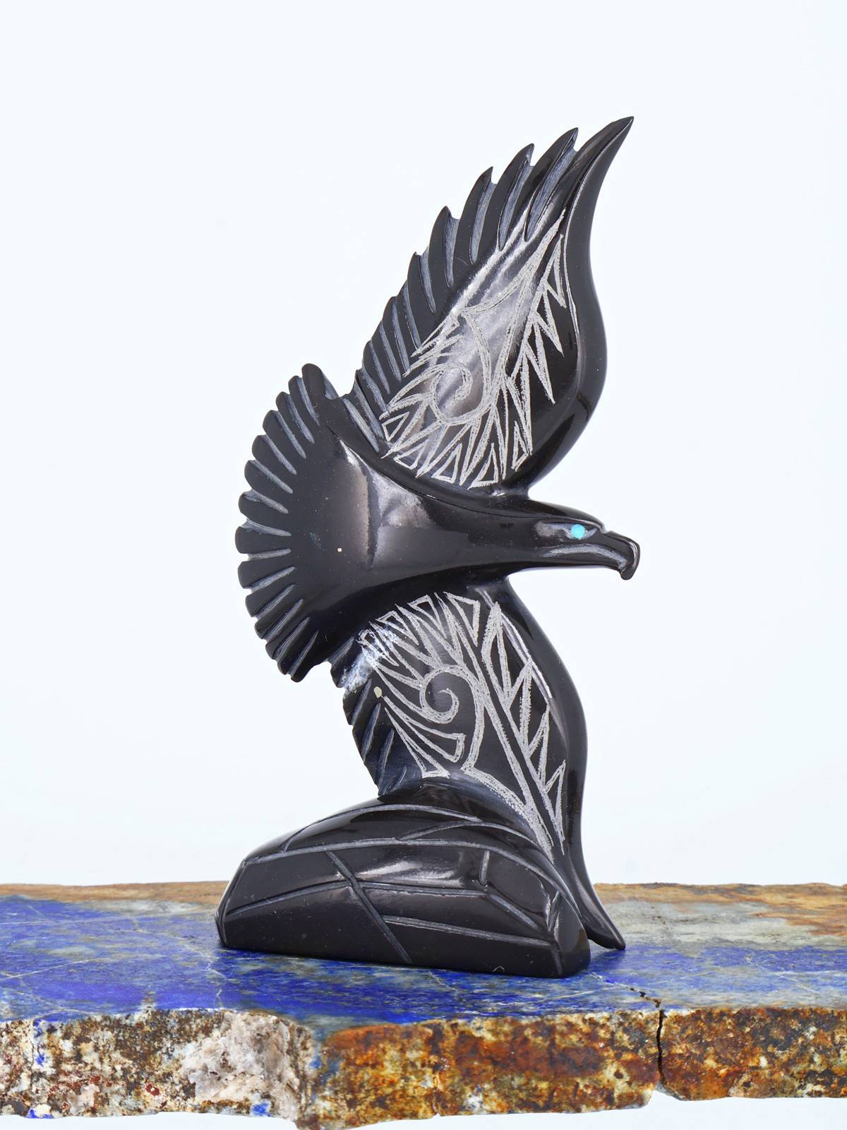Black Marble Eagle Zuni Fetish