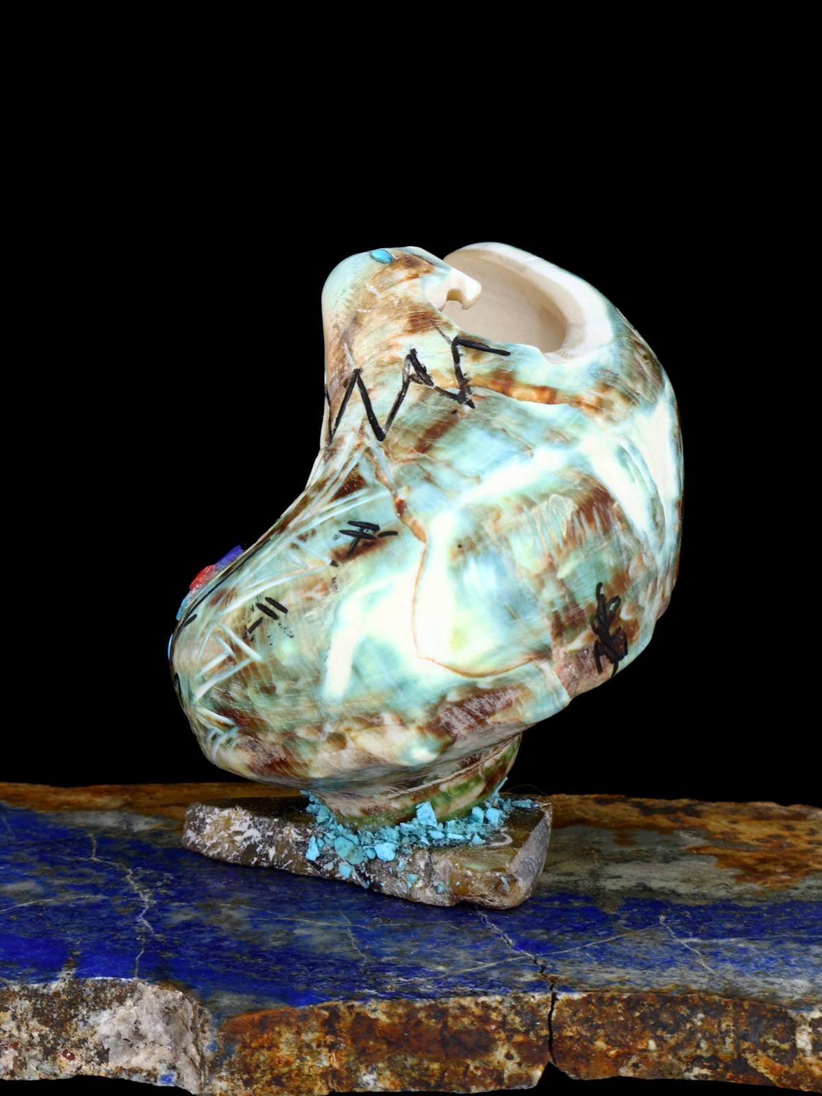 Green Snail Shell Eagle Zuni Fetish