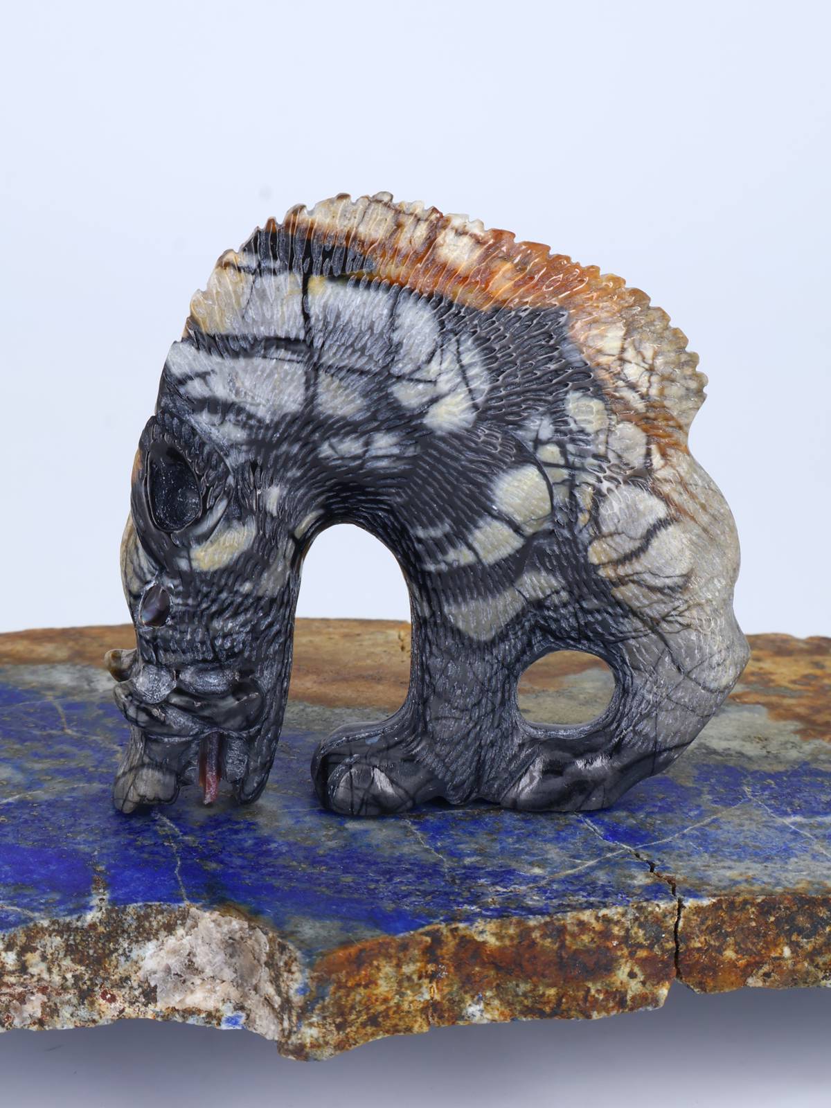 Picasso Marble Razorback Boar Zuni Fetish - PuebloDirect.com