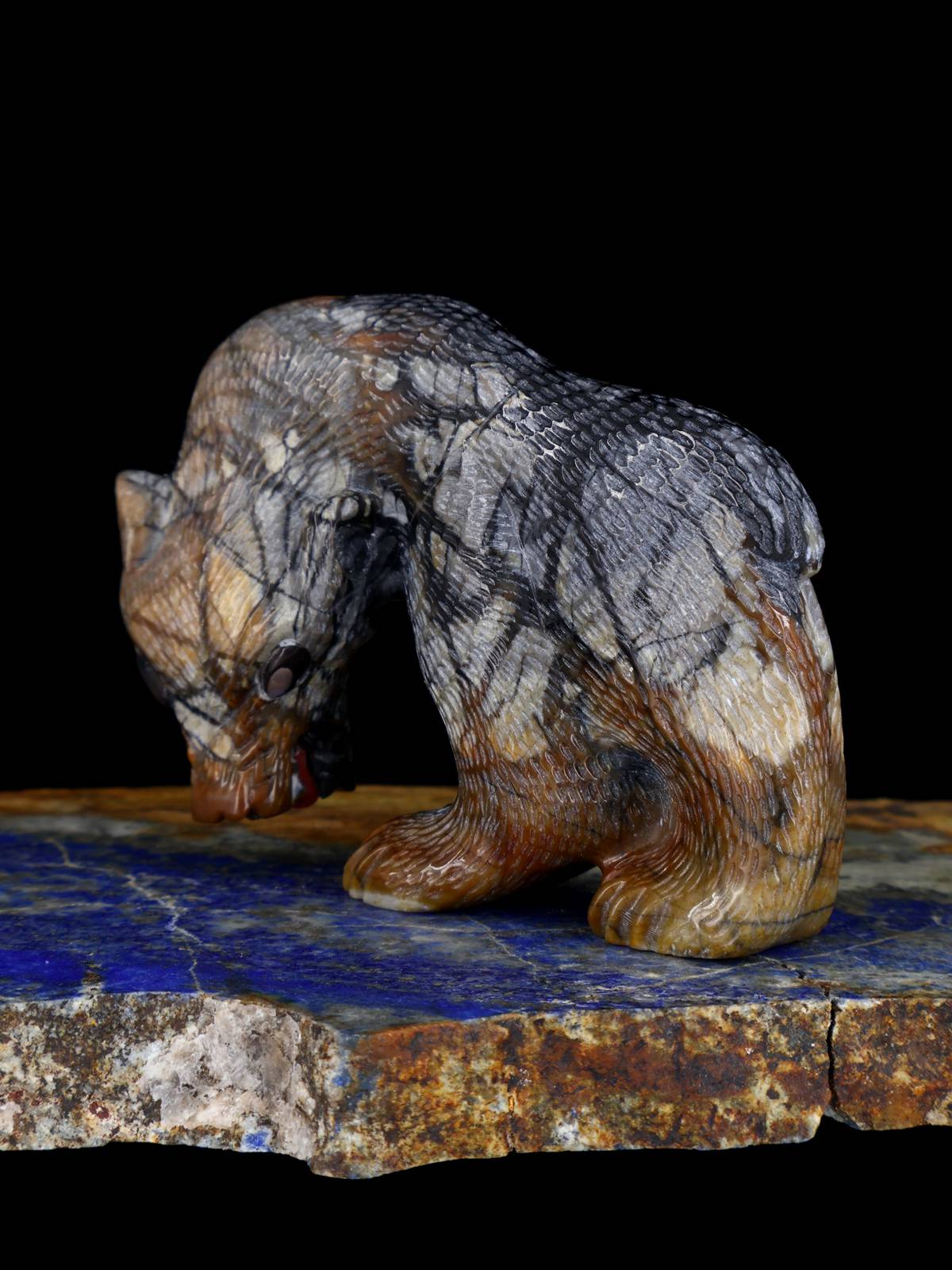 Picasso Marble Bear Zuni Fetish - PuebloDirect.com