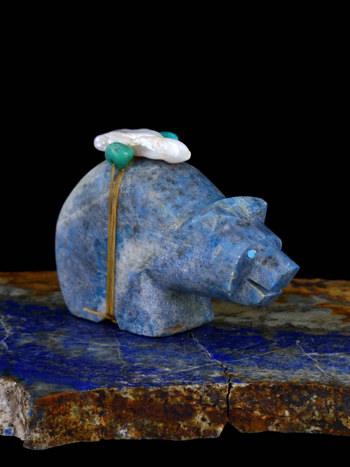 Denim Lapis Bear Zuni Fetish