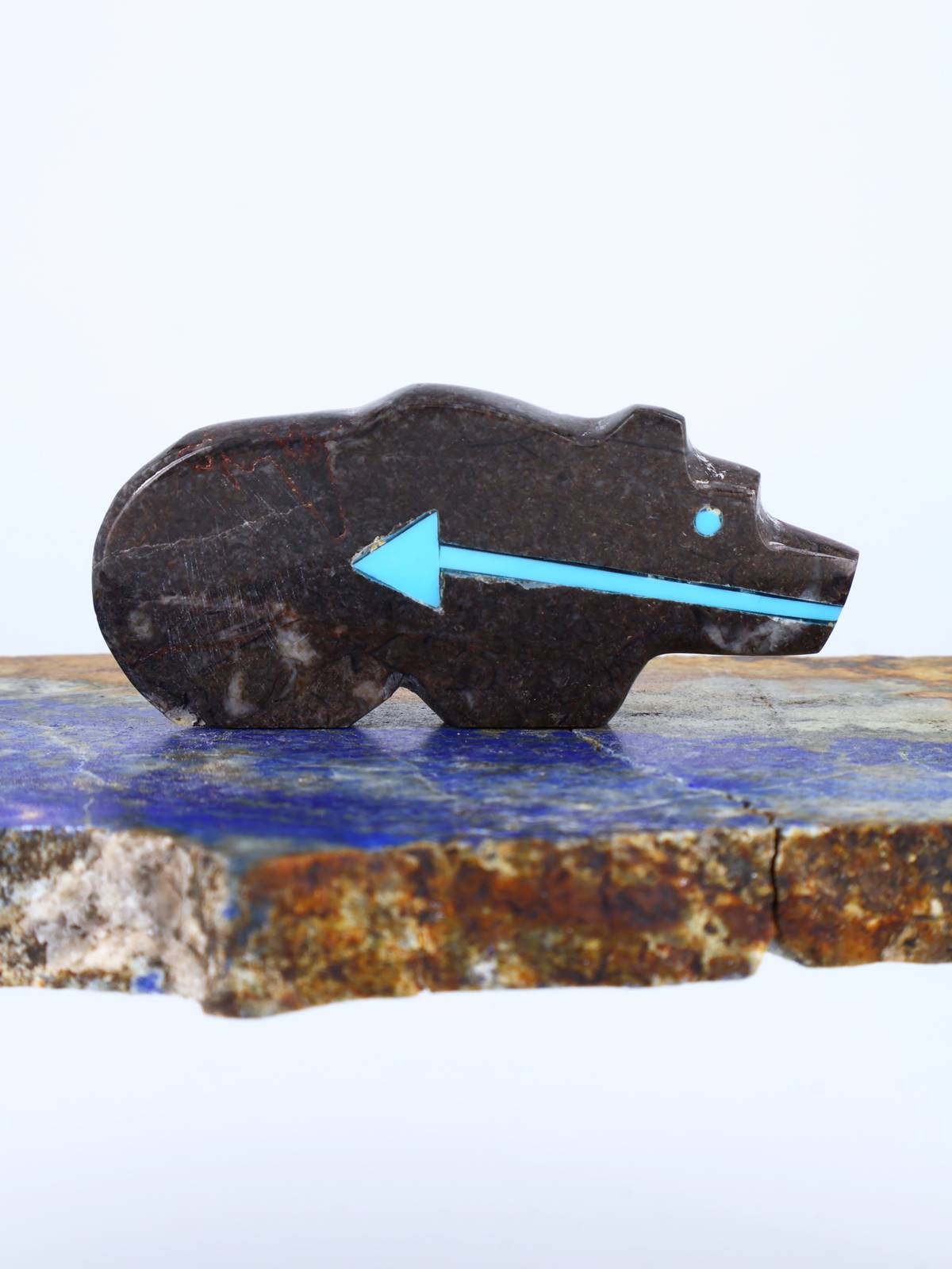 Fossilized Orthoceras Bear Zuni Fetish