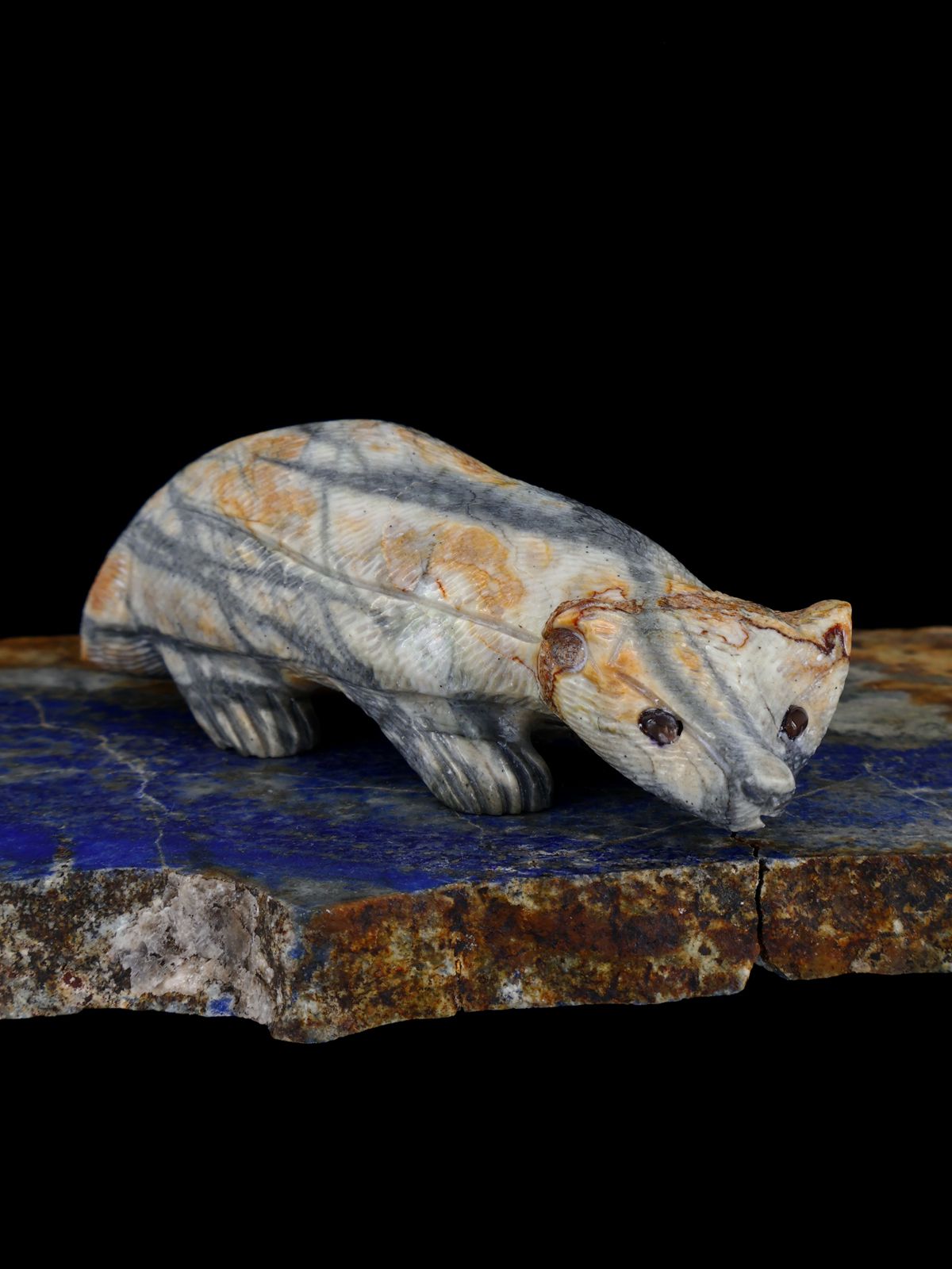 Picasso Marble Badger Zuni Fetish - PuebloDirect.com