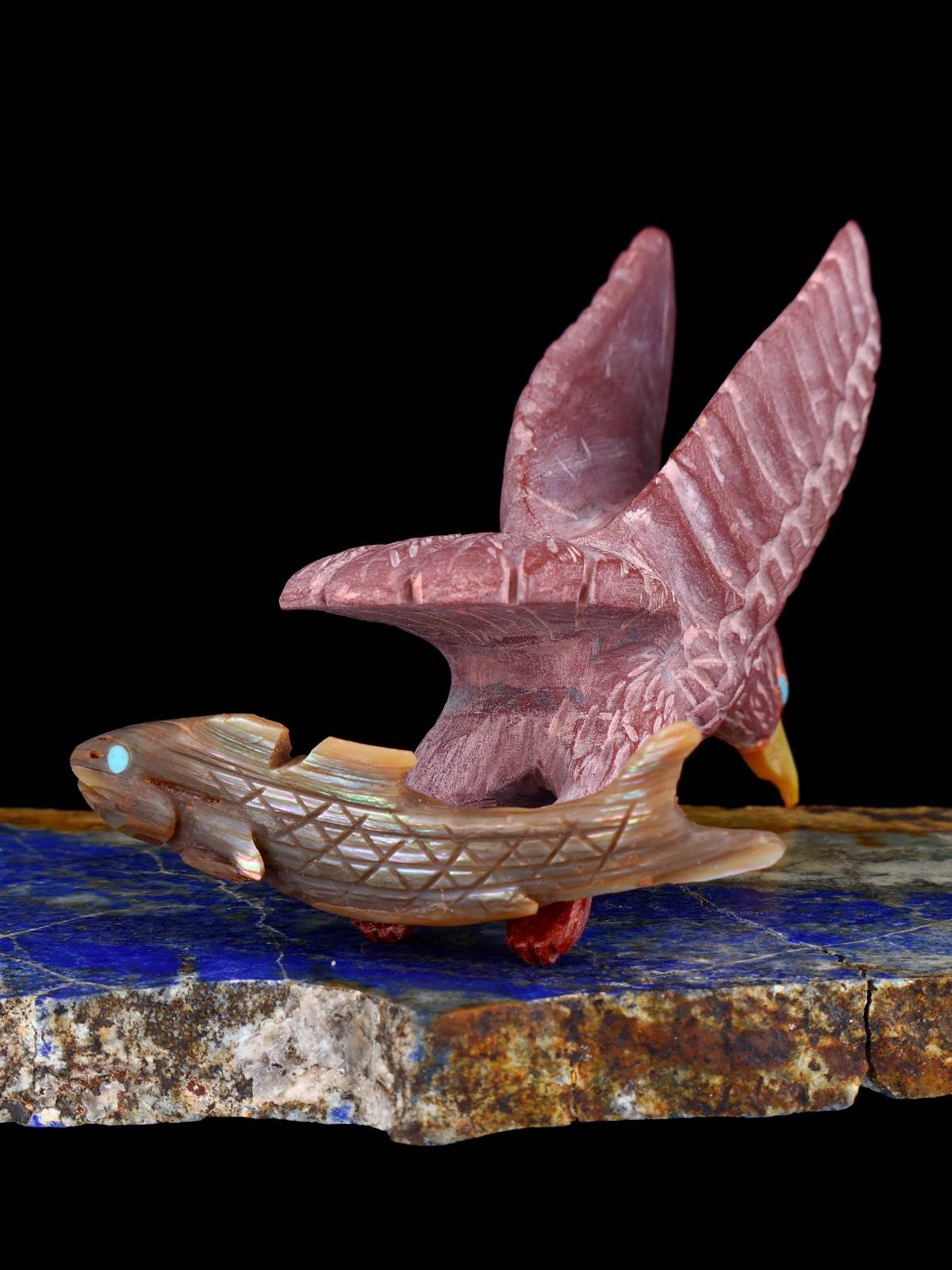 Pipestone Eagle With Fish Zuni Fetish