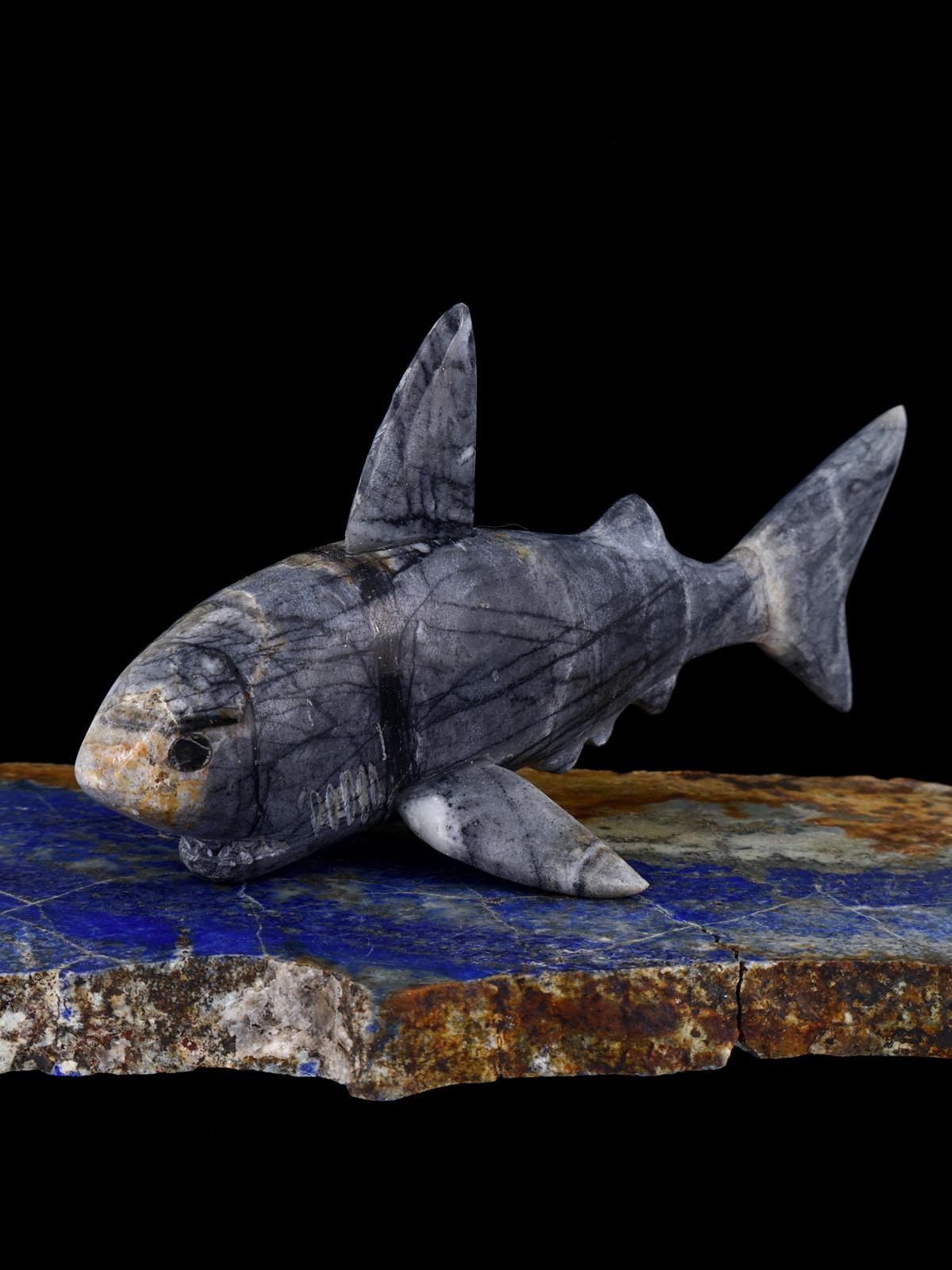 Picasso Marble Shark Zuni Fetish - PuebloDirect.com