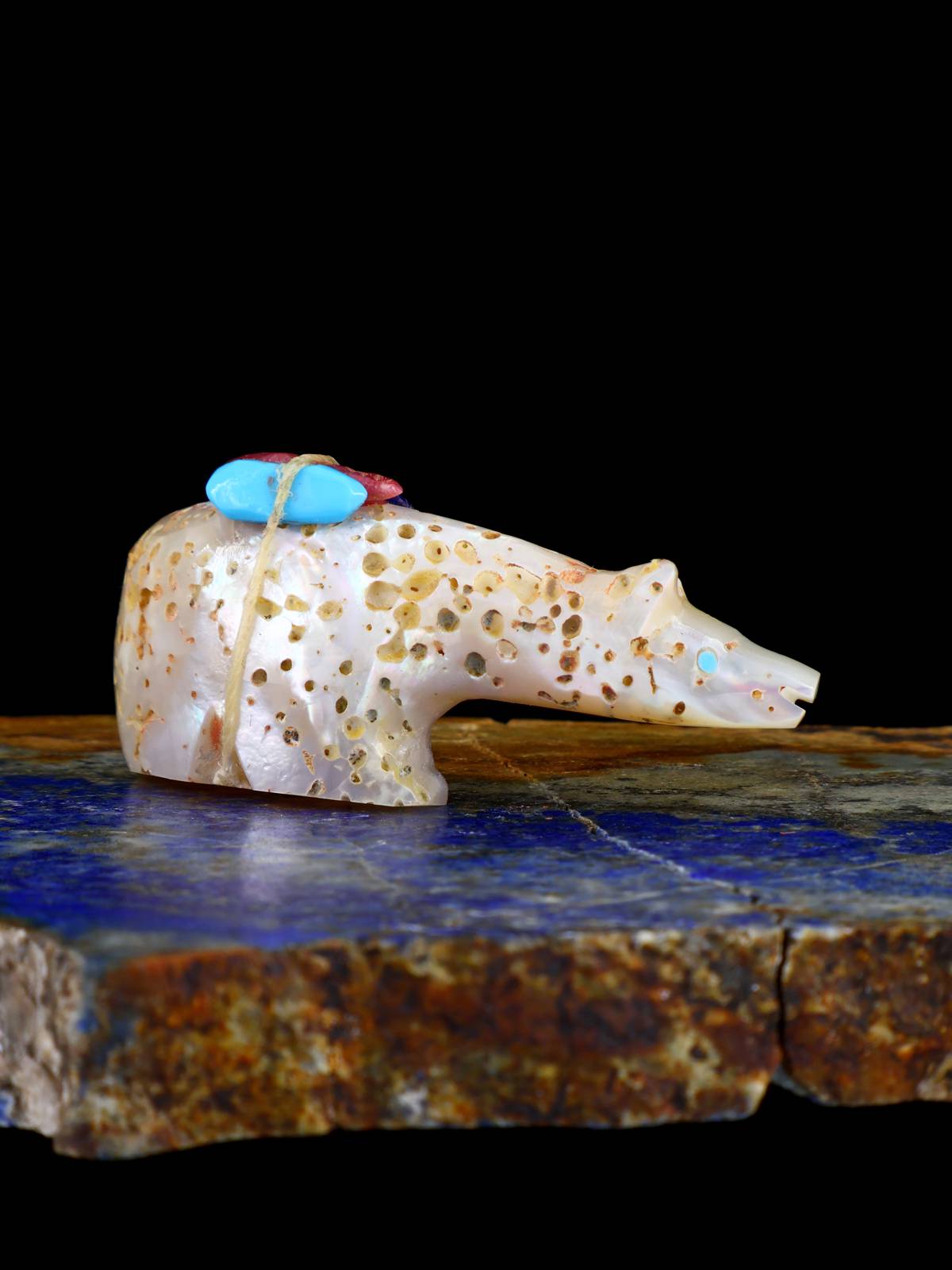 Mother of Pearl Bear Zuni Fetish