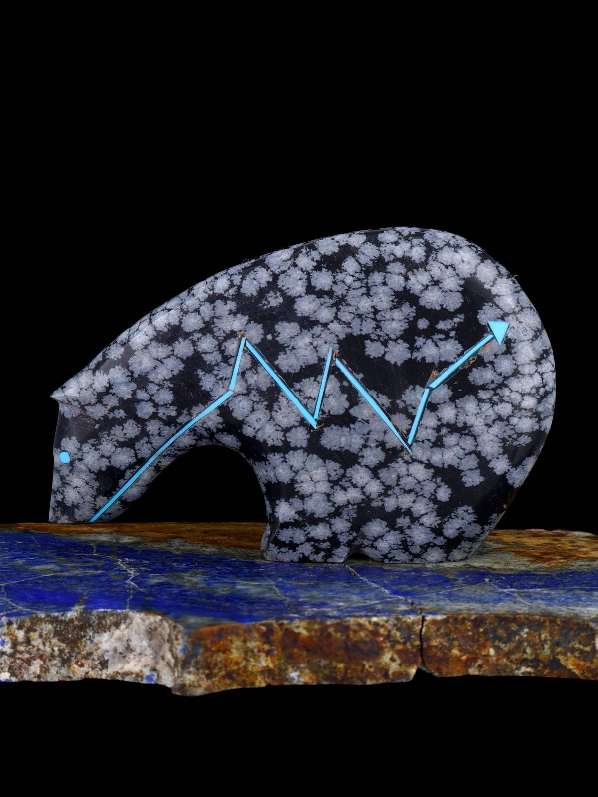 Snowflake Obsidian Medicine Bear Zuni Fetish