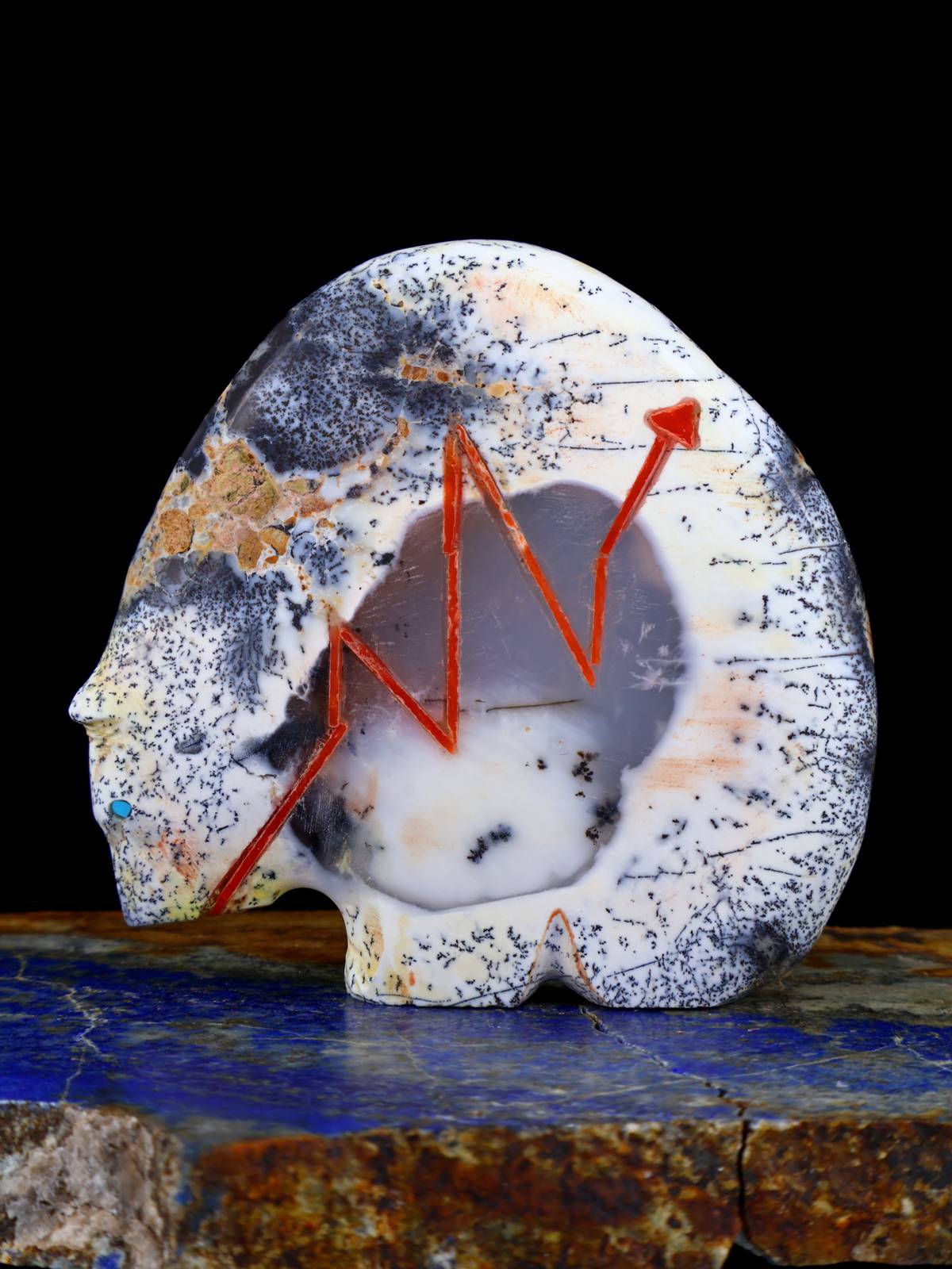 Dendritic Opal Medicine Bear Zuni Fetish