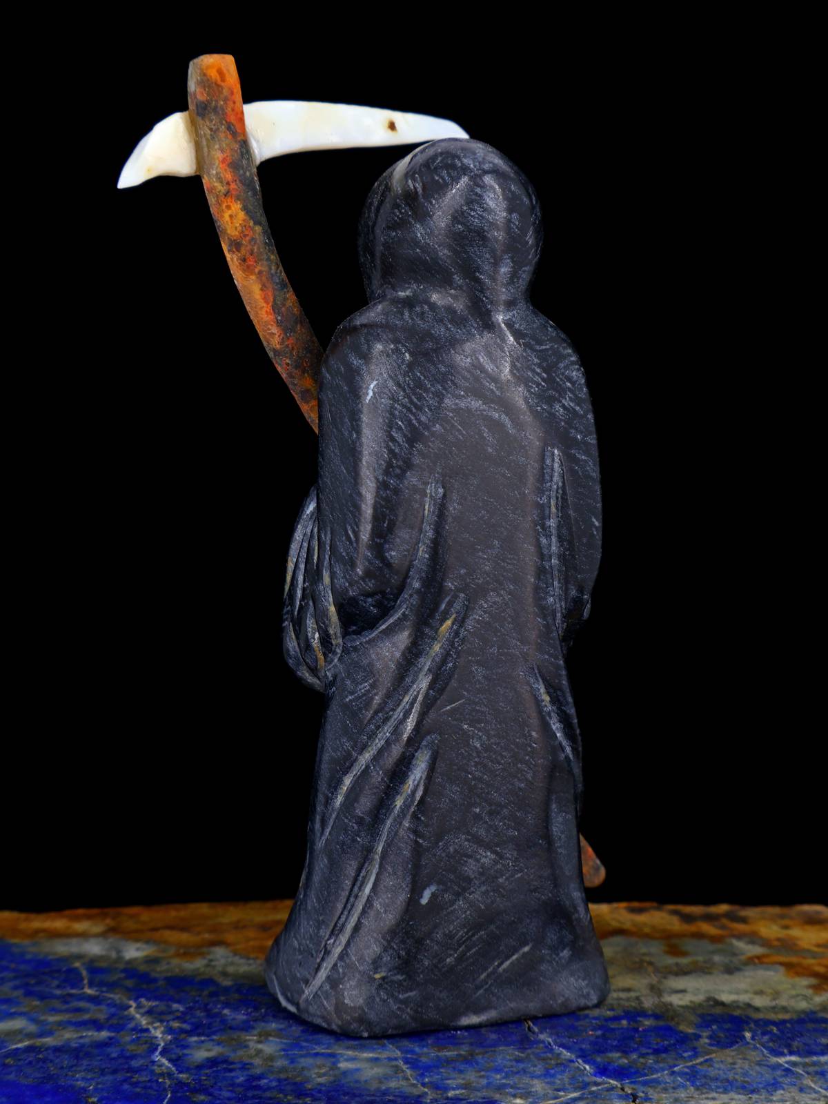 Black Marble Grim Reaper Zuni Fetish