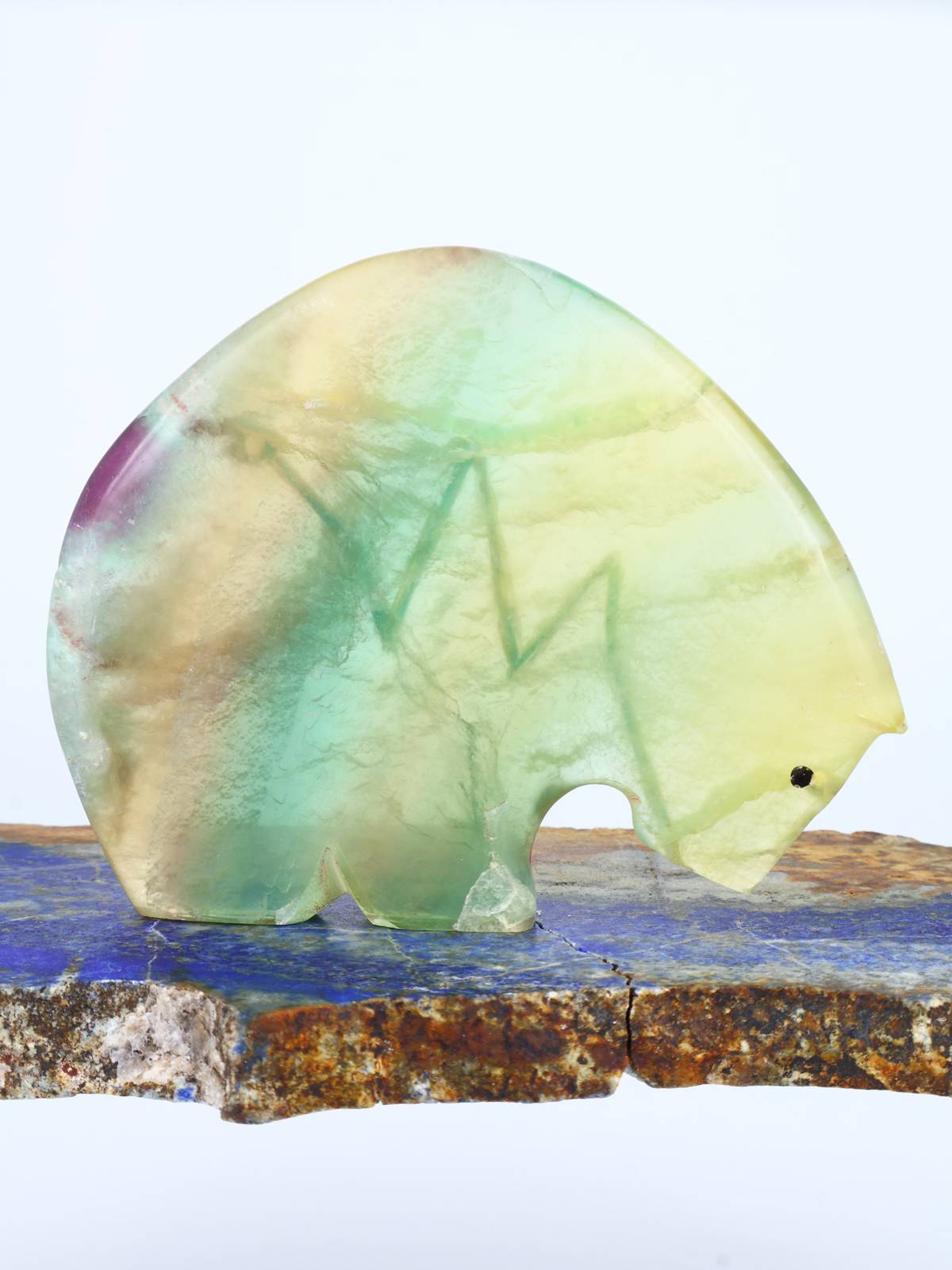Rainbow Fluorite Medicine Bear Zuni Fetish
