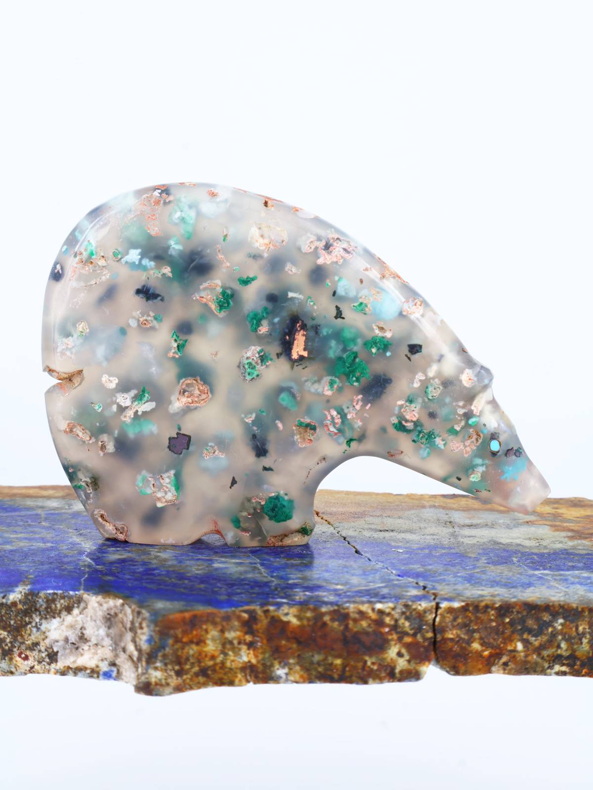 Confetti Chrysocolla Medicine Bear Zuni Fetish