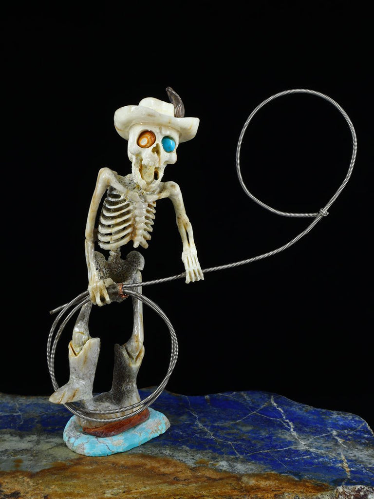 Antler Skeleton Cowboy Zuni Fetish Carving - PuebloDirect.com