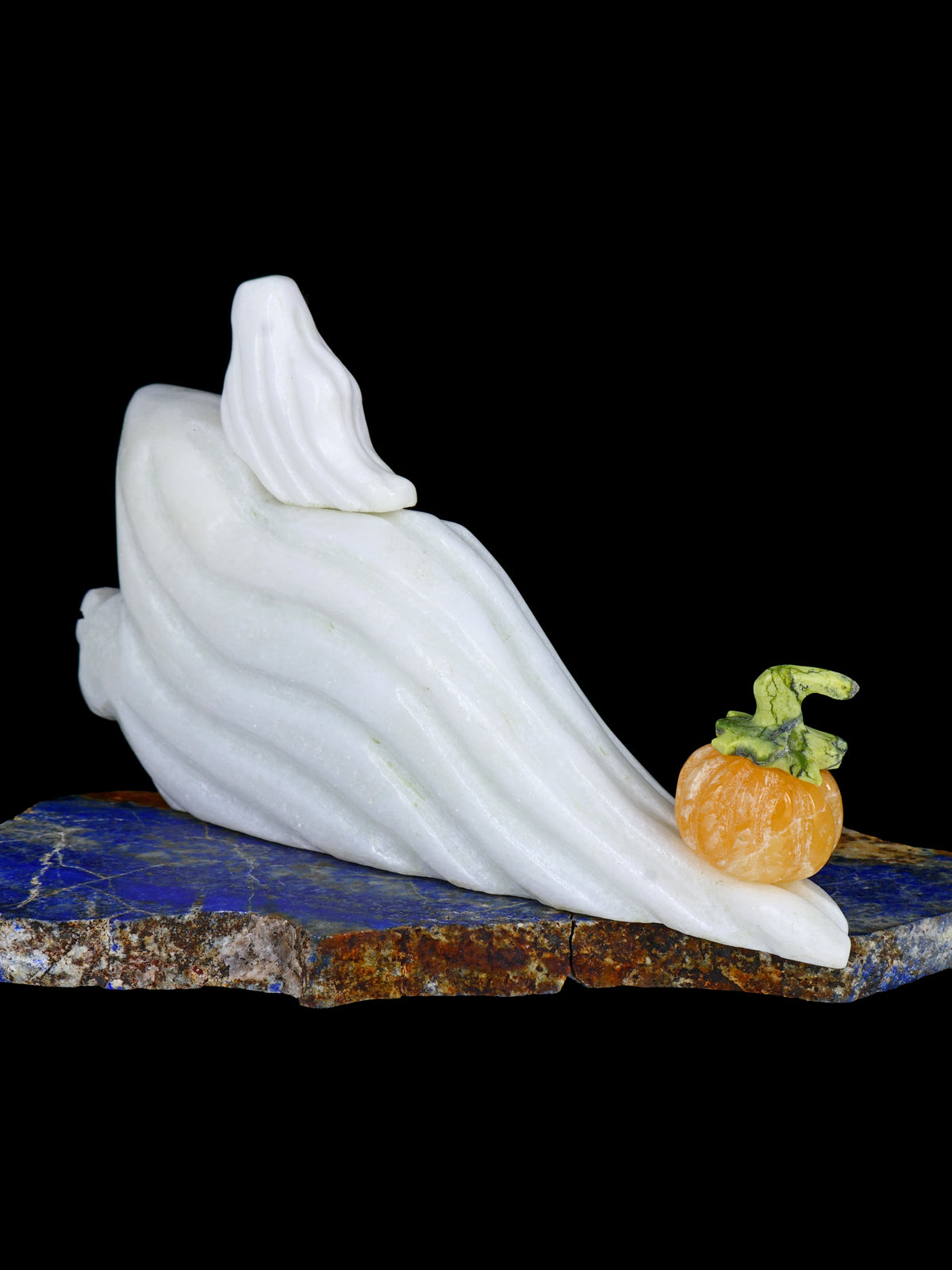 Large White Marble Ghost Family With Pumpkin Zuni Fetish