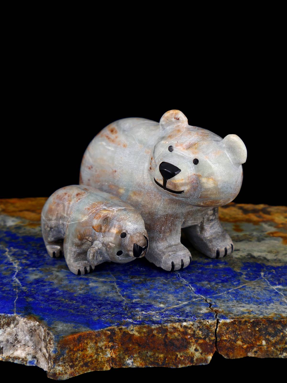 Picasso Marble Bear Family Zuni Fetish