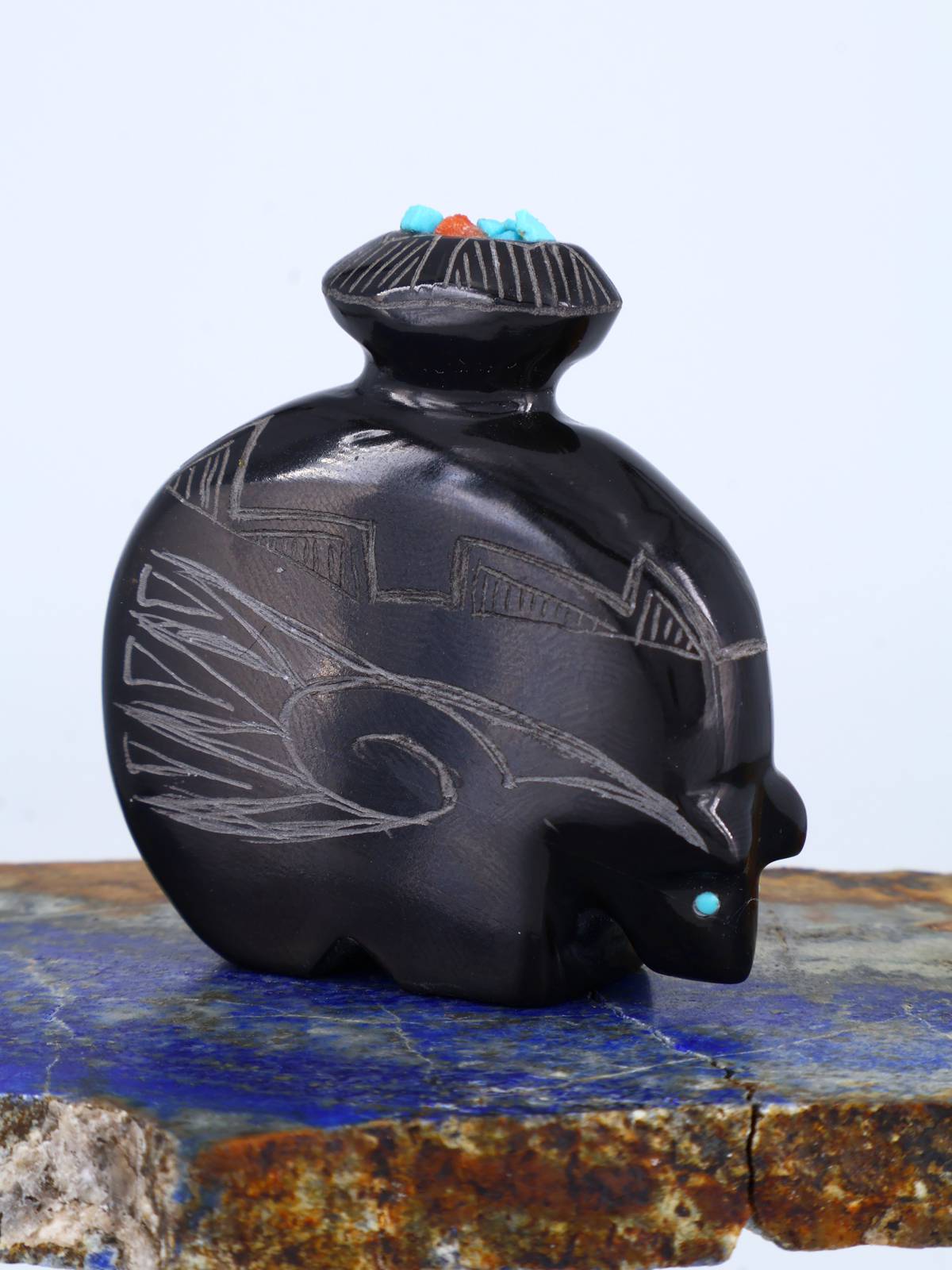 Black Marble Bear Zuni Fetish