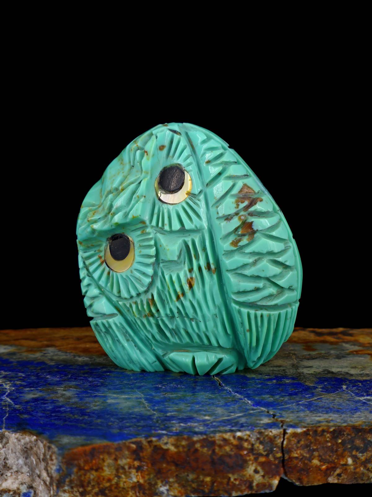 Hibou d'albâtre orange Zuni Fetish