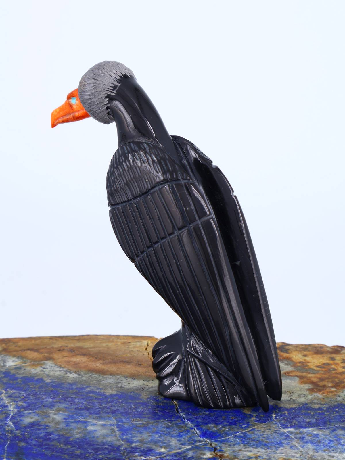 Black Marble Vulture Zuni Fetish
