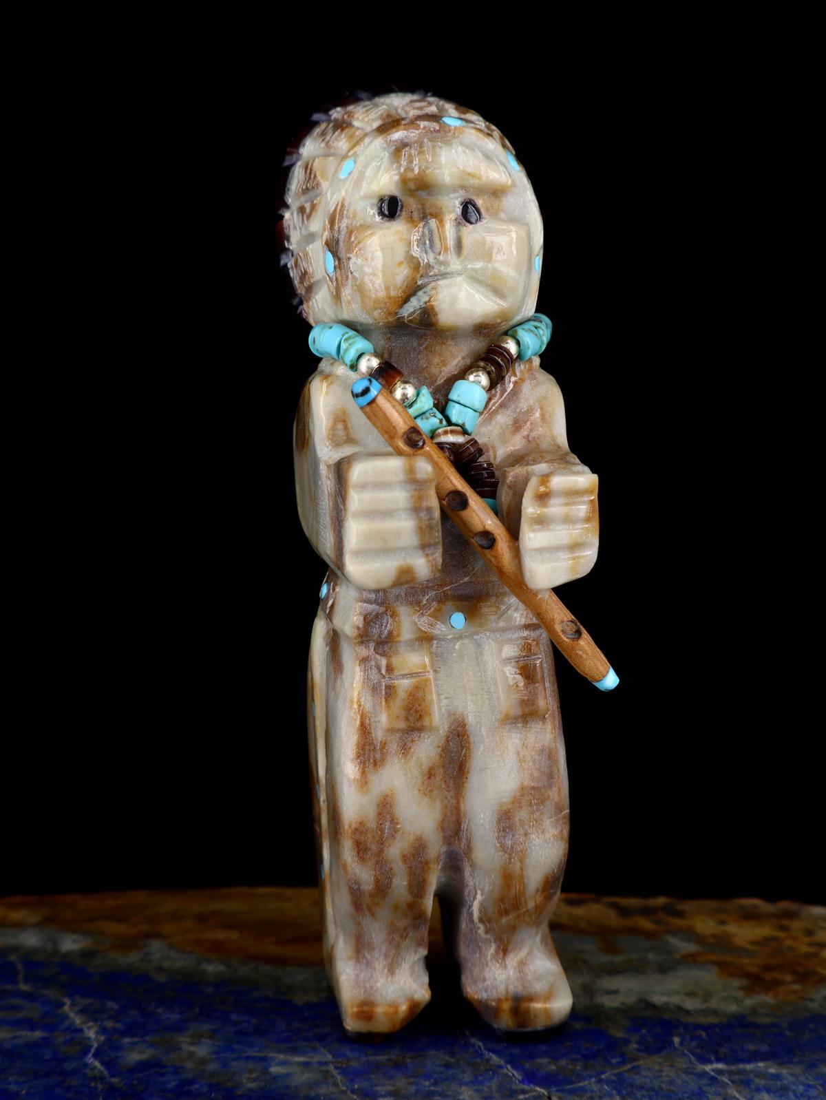 Picasso Marble Flute Player Zuni Fetish Carving - PuebloDirect.com