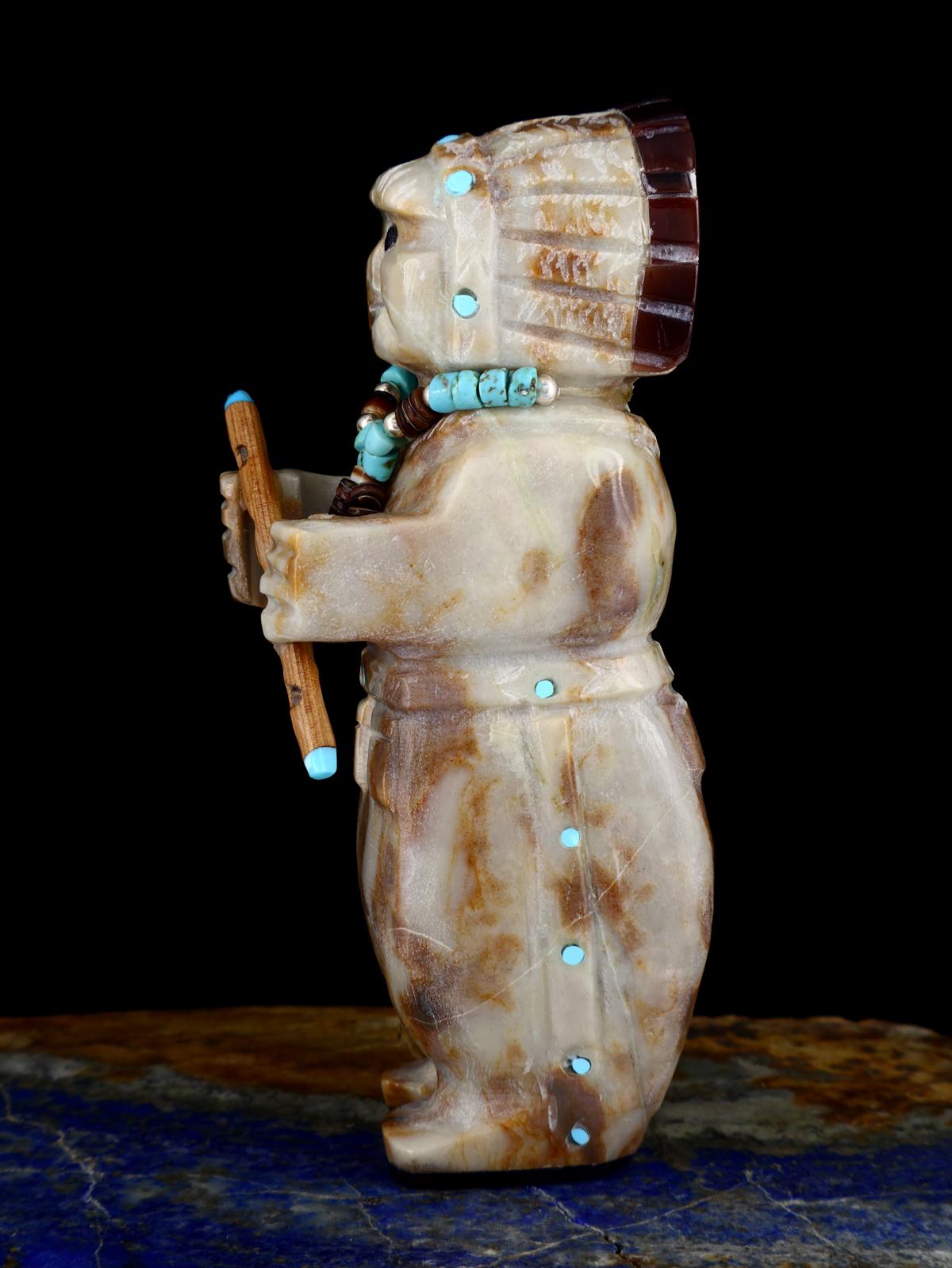 Picasso Marble Flute Player Zuni Fetish Carving - PuebloDirect.com