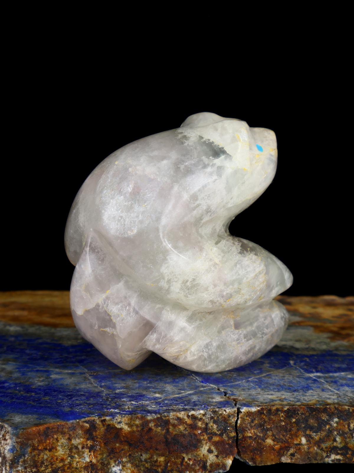 Selenite Bear Zuni Fetish Carving - PuebloDirect.com