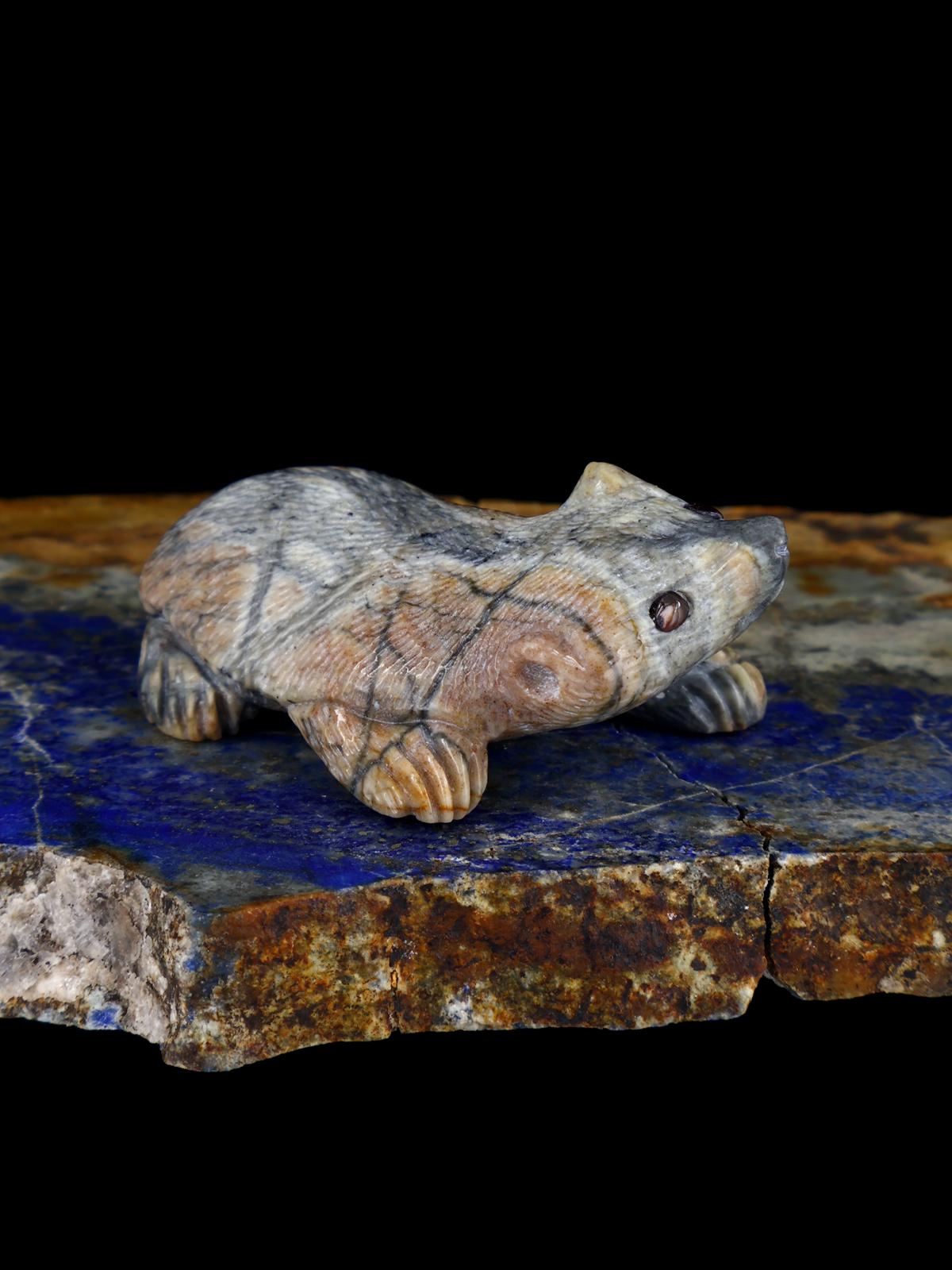 Picasso Marble Badger Zuni Fetish - PuebloDirect.com