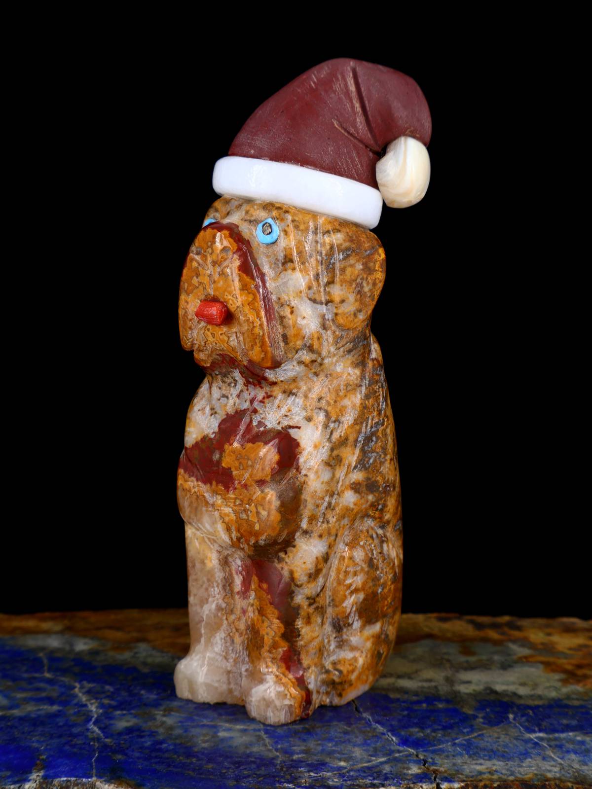 Onyx Santa Doggy Zuni Fetish - PuebloDirect.com