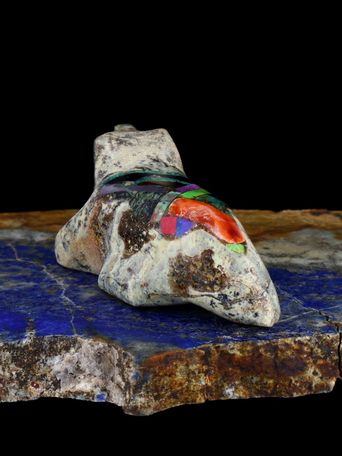 Serpentine Mosaic Wolf Zuni Fetish Carving - PuebloDirect.com