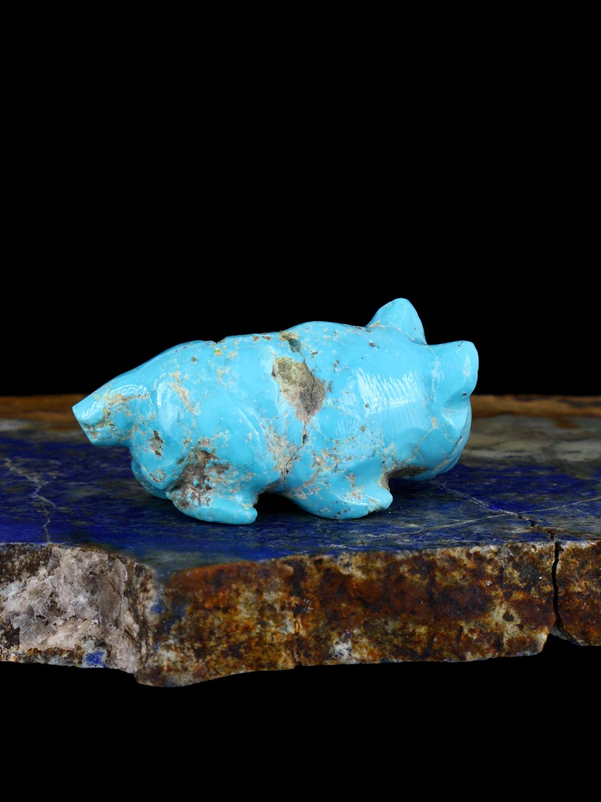 Turquoise Bobcat Navajo Carving M092 - PuebloDirect.com