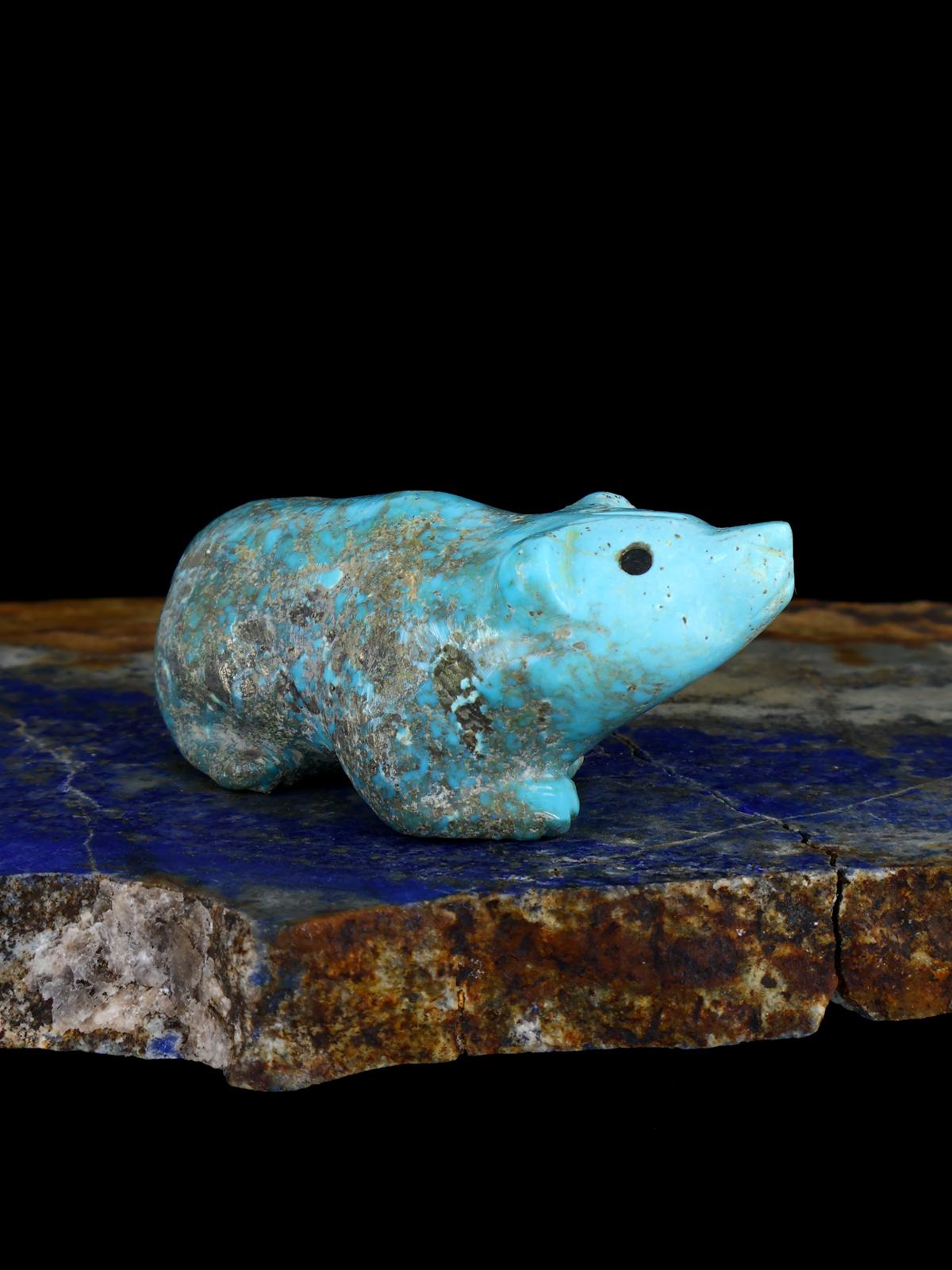 Turquoise Bear Navajo Carving M093 - PuebloDirect.com