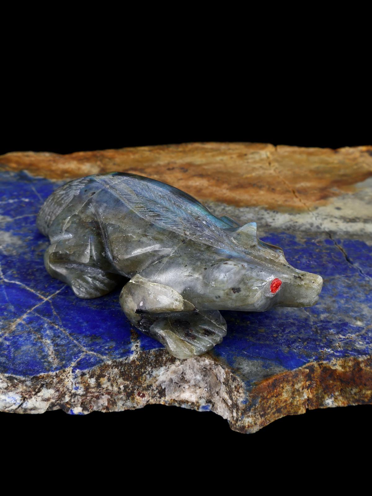 Labradorite Badger Zuni Fetish