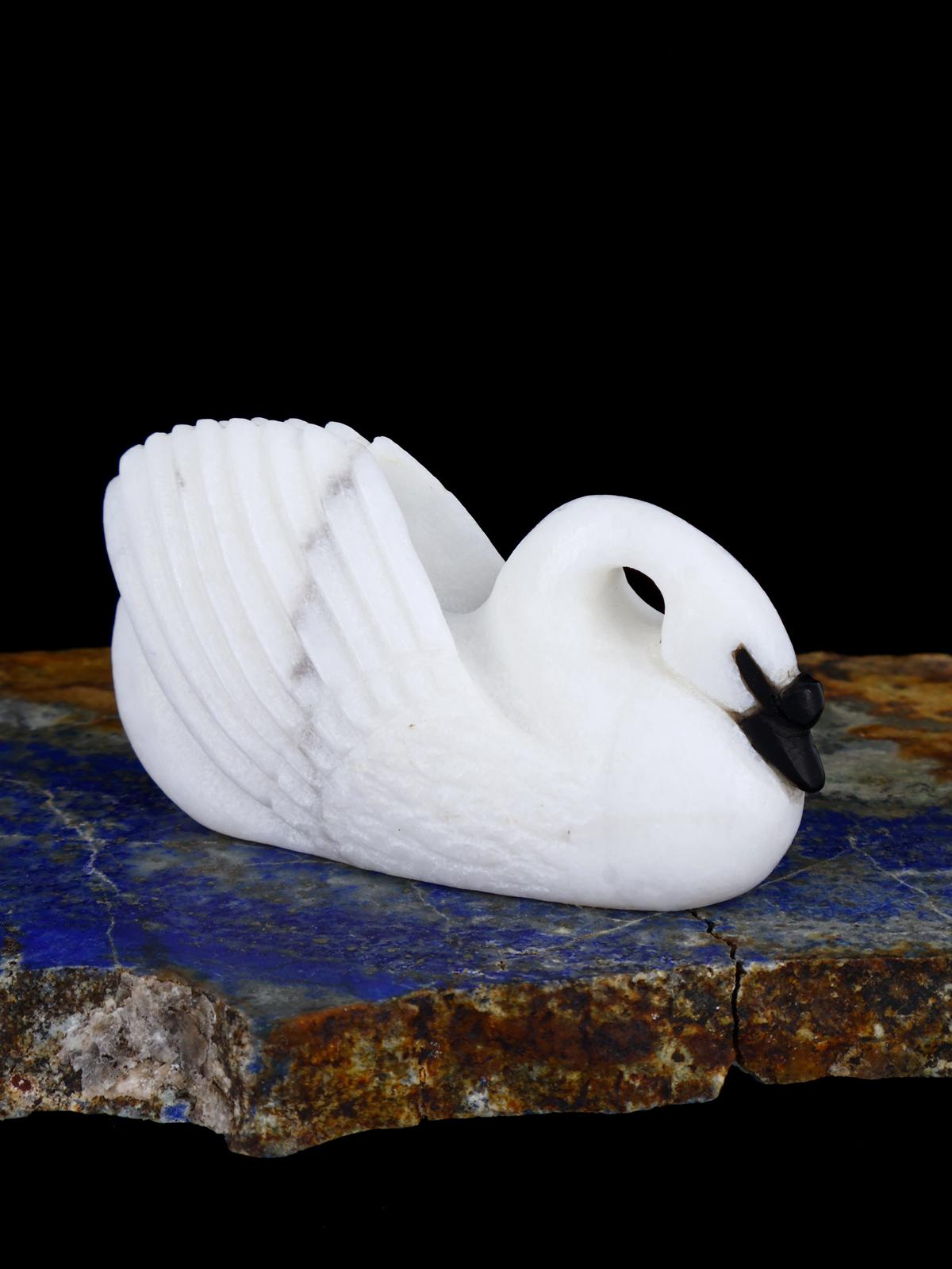 White Marble Swan Zuni Fetish