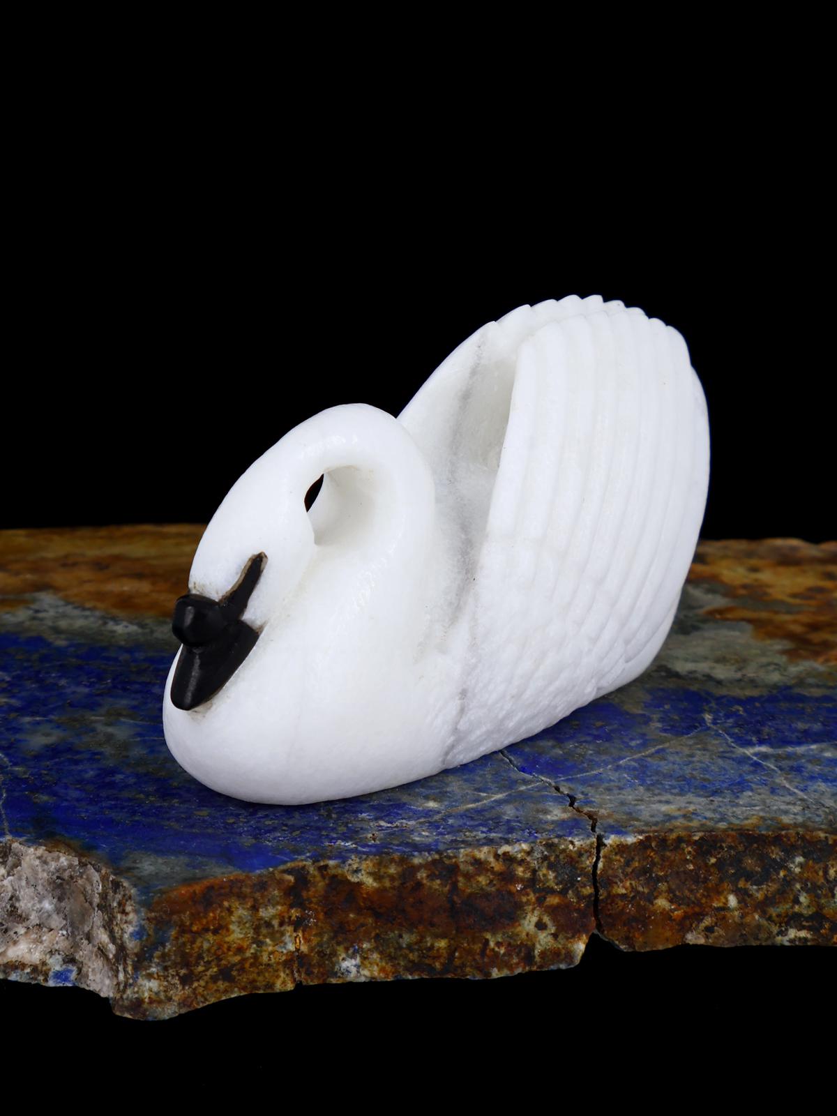 White Marble Swan Zuni Fetish