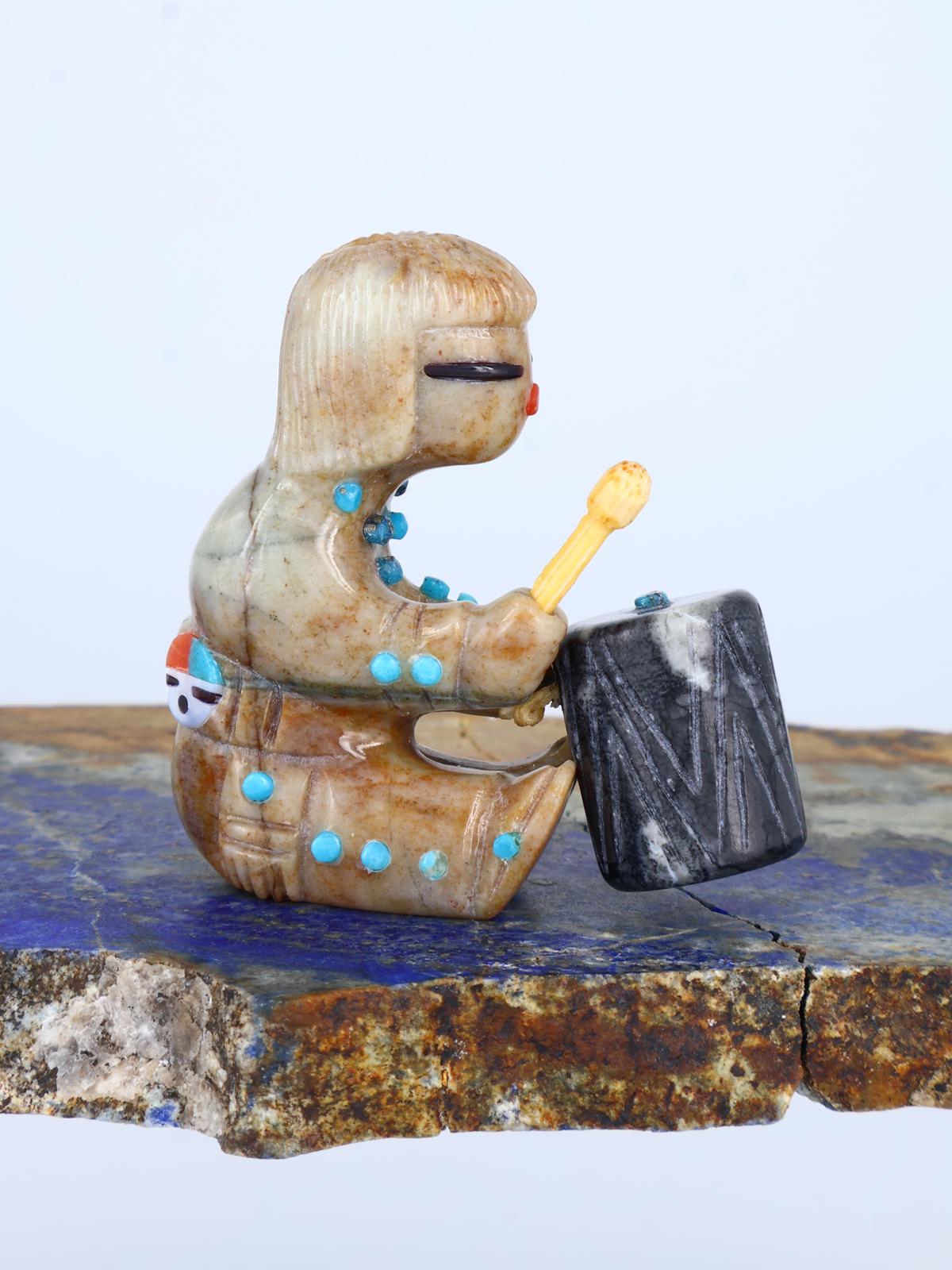 Picasso Marble Drummer Zuni Fetish - PuebloDirect.com