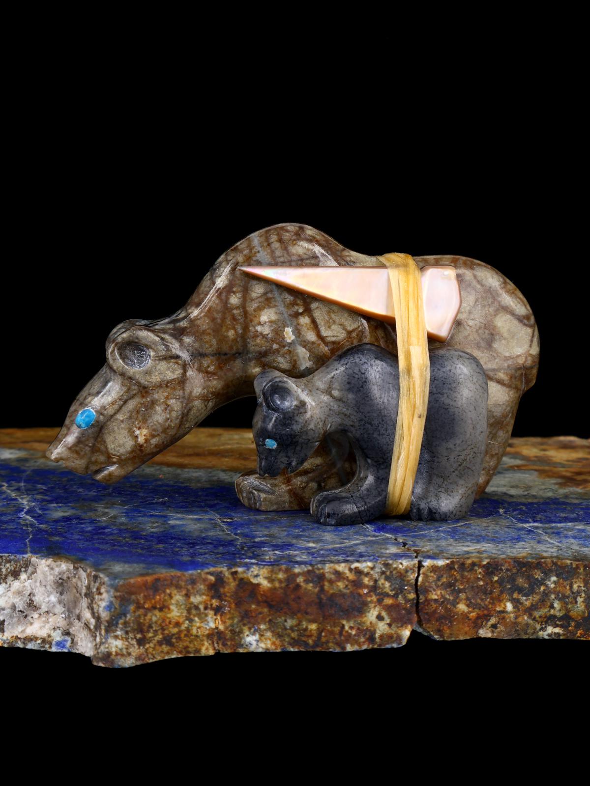 Picasso Marble Bear Family Zuni Fetish