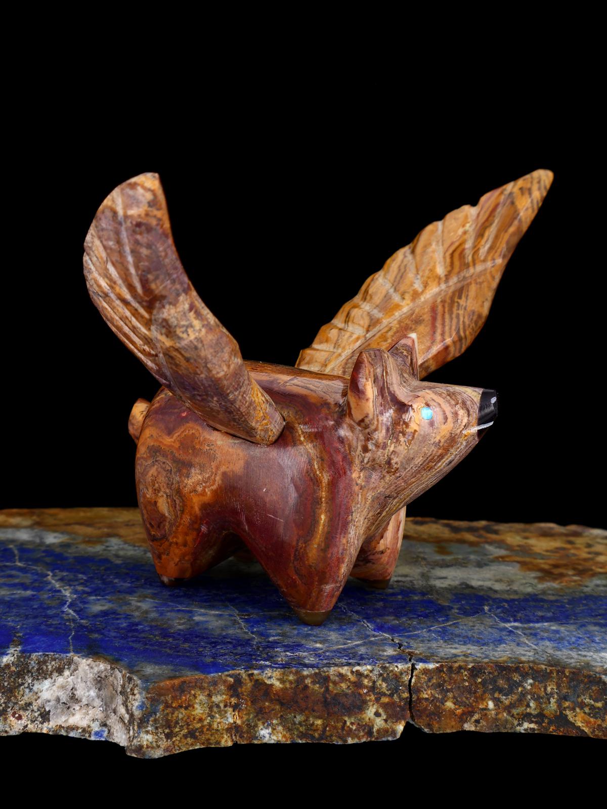 Onyx Flying Pig Zuni Fetish