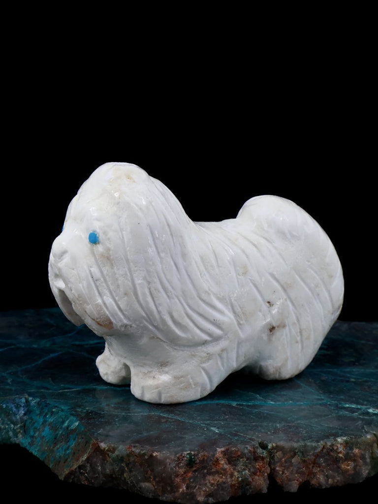 White Marble Dog Zuni Fetish - PuebloDirect.com