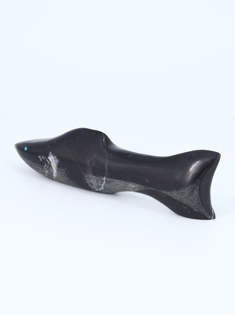 Black Marble Shark Zuni Fetish - PuebloDirect.com