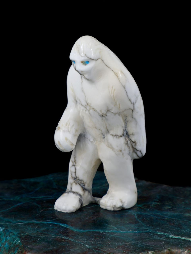 White Marble Bigfoot Zuni Fetish - PuebloDirect.com