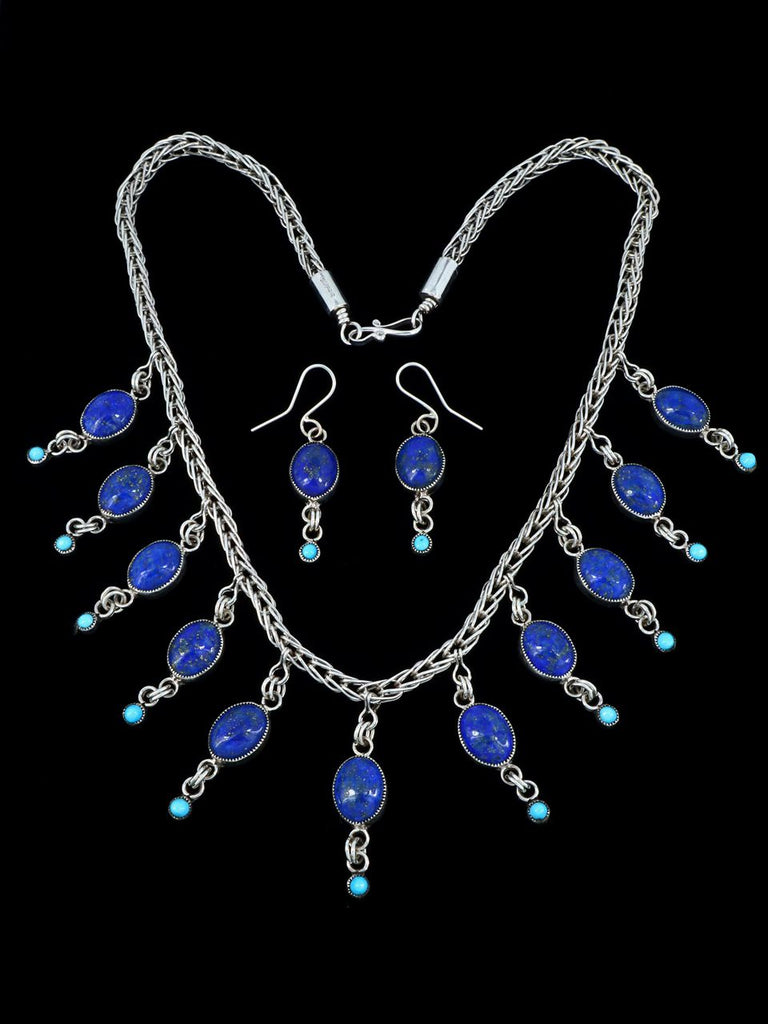 Native American Lapis and Turquoise Necklace and Earring Set - PuebloDirect.com