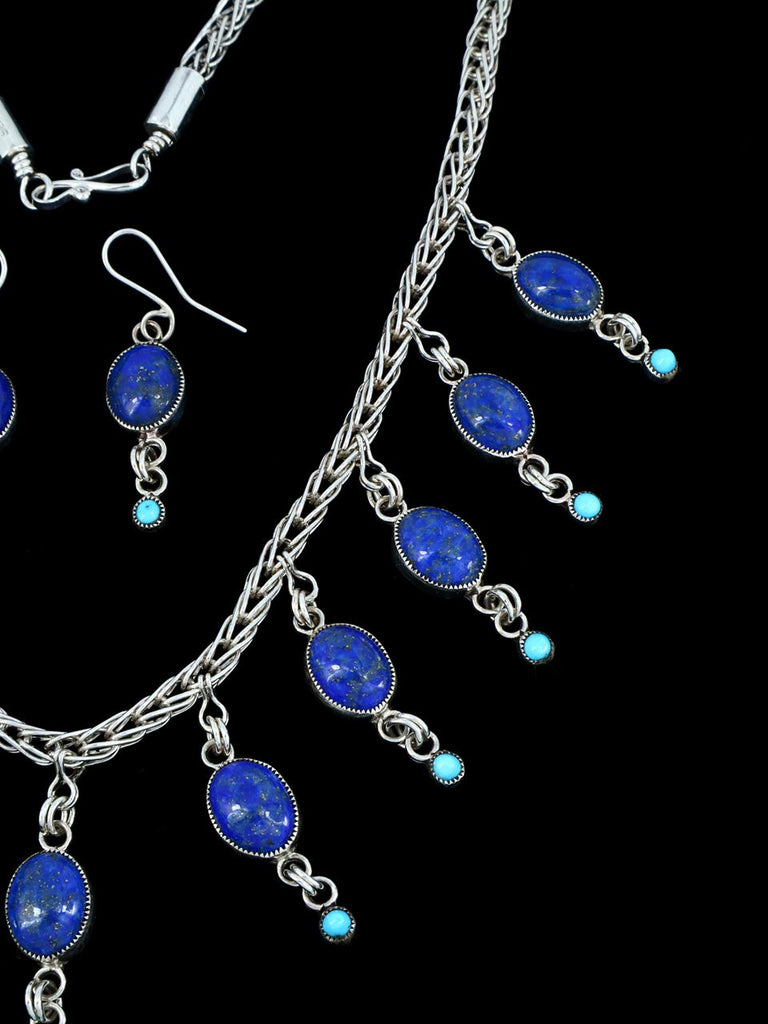Native American Lapis and Turquoise Necklace and Earring Set - PuebloDirect.com