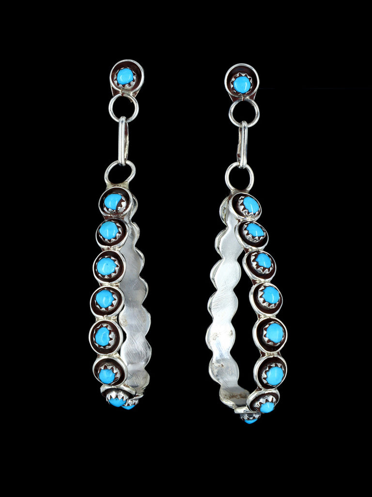 Native American Jewelry Turquoise Zuni Post Dangle Earrings - PuebloDirect.com