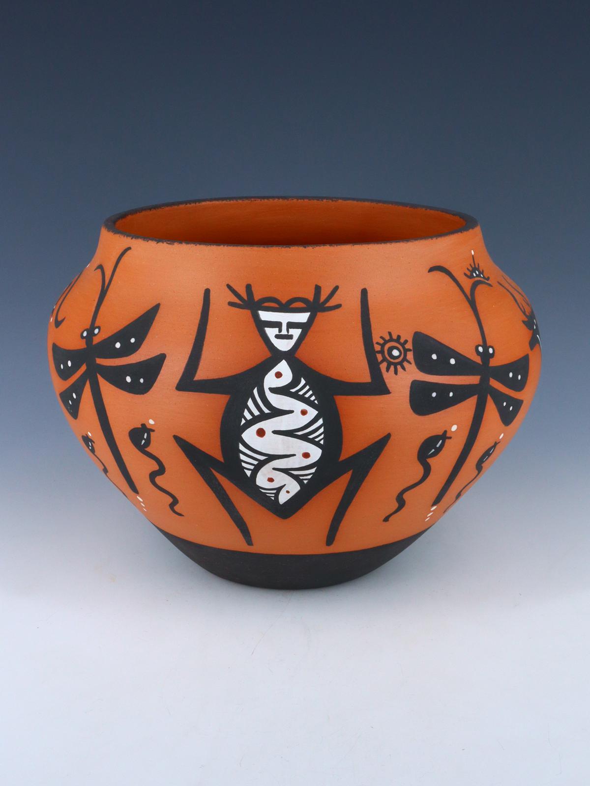 Cuenco de cerámica de lagarto Zuni Pueblo enrollado a mano