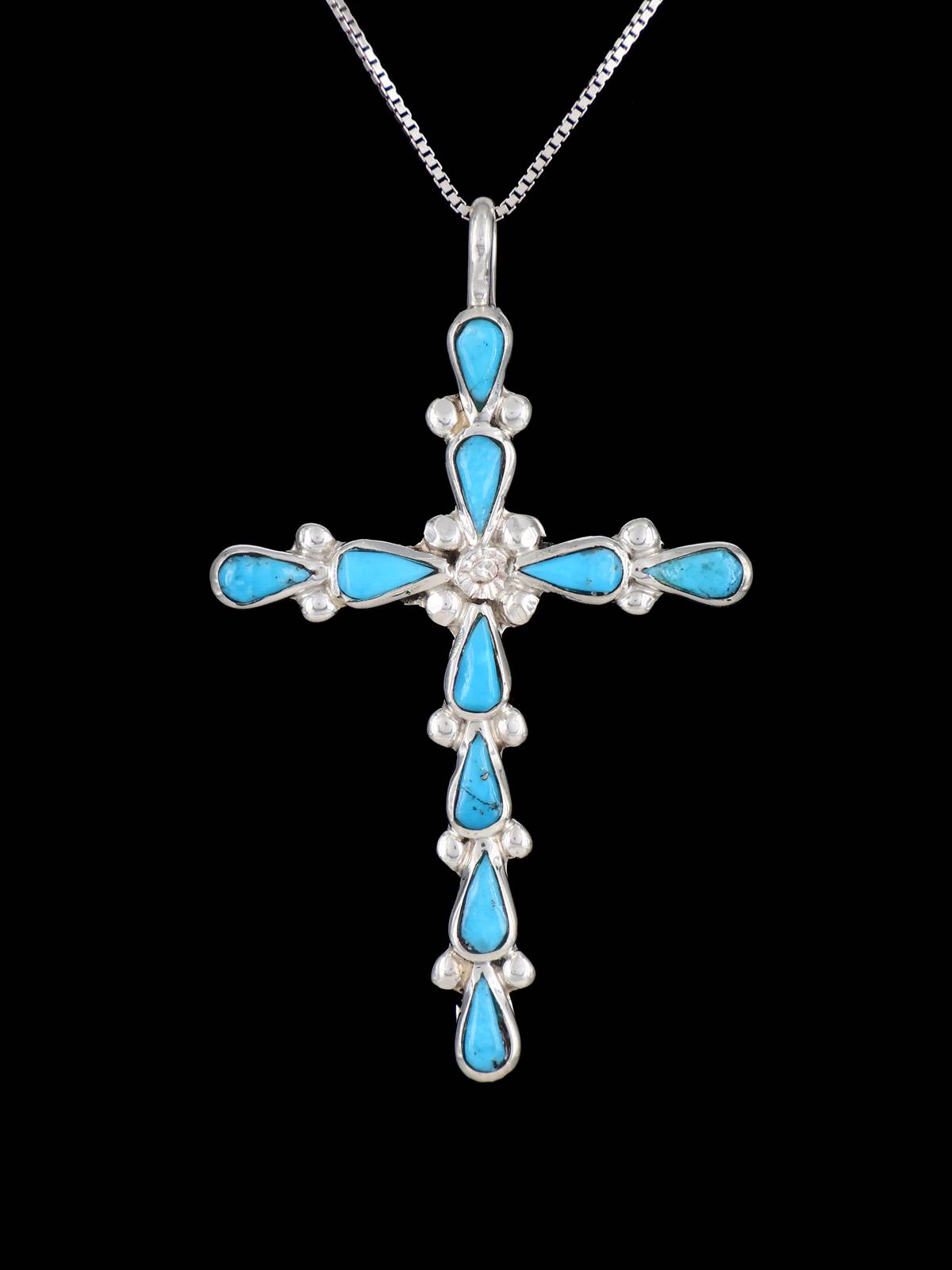Sterling Silver Zuni Cross Necklace Pendant - PuebloDirect.com