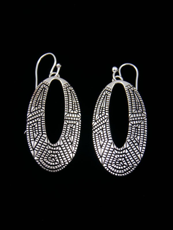 Navajo Jewelry Sterling Stamped Dangle Earrings - PuebloDirect.com