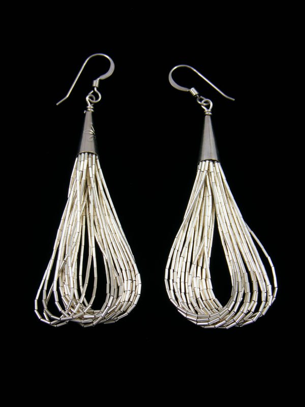 20 Strand Liquid Silver Earrings - PuebloDirect.com