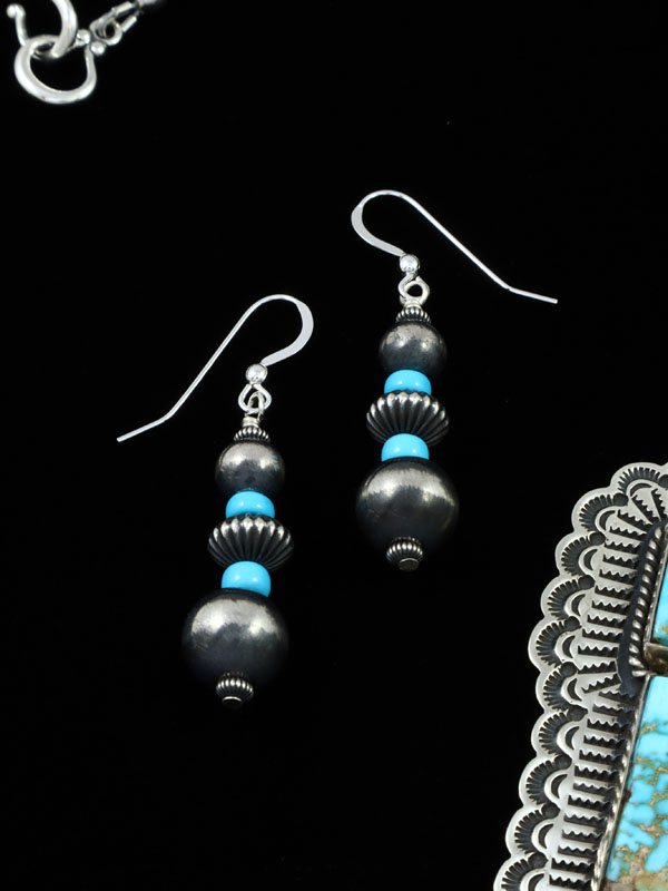 Native American Kingman Turquoise Necklace and Earrings Set - PuebloDirect.com